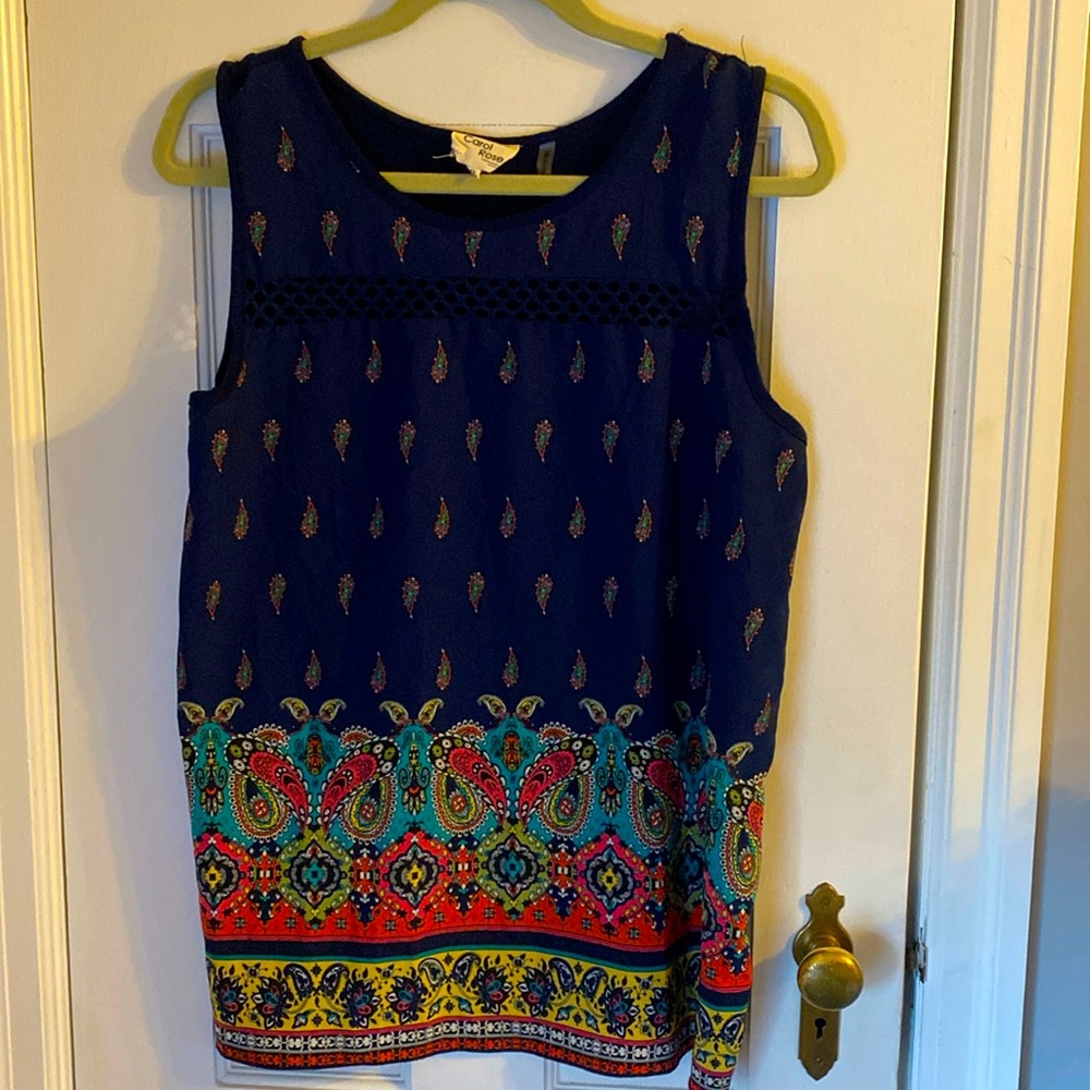 Carol Rose Navy Blue sleeveless tank top Size XL.